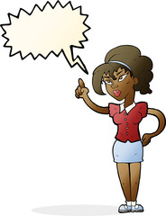 cartoon woman with idea with speech bubble