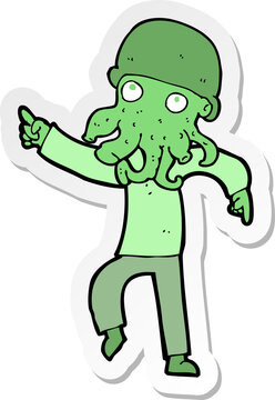 sticker of a cartoon alien man dancing