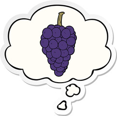 cartoon grapes with thought bubble as a printed sticker