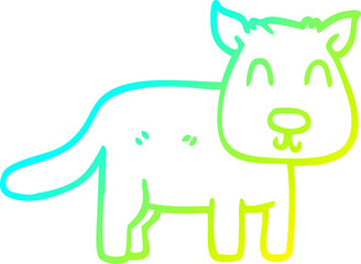 cold gradient line drawing of a cartoon calm dog
