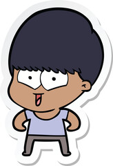 sticker of a cartoon happy boy