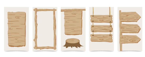 Wood frame collection of safari background set.Editable vector illustration for birthday invitation,postcard and sticker