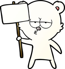 bored polar bear cartoon with sign