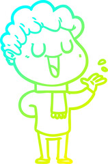 cold gradient line drawing of a cartoon man talking