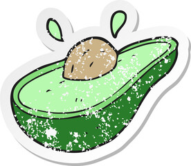 retro distressed sticker of a cartoon avocado