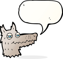cartoon smug wolf face with speech bubble