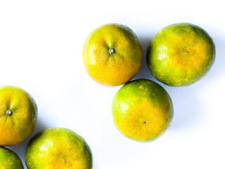 Mandarin orange fruit on the white background