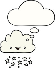 cartoon storm cloud with thought bubble
