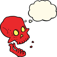 Fototapeta premium cartoon laughing skull with thought bubble