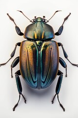 Realistic brown yellow beetle in front view with a white backgroun Generative AI
