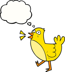 freehand drawn thought bubble cartoon bird