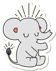 sticker of a tattoo style cute elephant