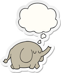 cartoon elephant with thought bubble as a printed sticker