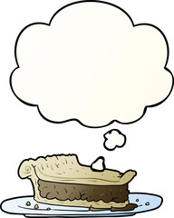 cartoon meat pie with thought bubble in smooth gradient style