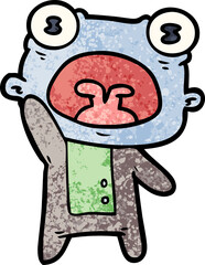 cartoon weird alien waving