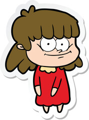 sticker of a cartoon smiling woman