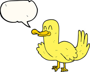 freehand drawn speech bubble cartoon duck