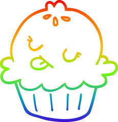 rainbow gradient line drawing of a cute cartoon pie
