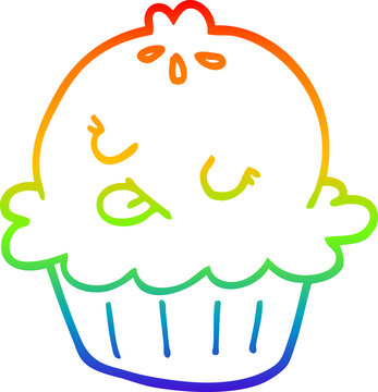 recommend clip art: rainbow gradient line drawing of a cute cartoon pie