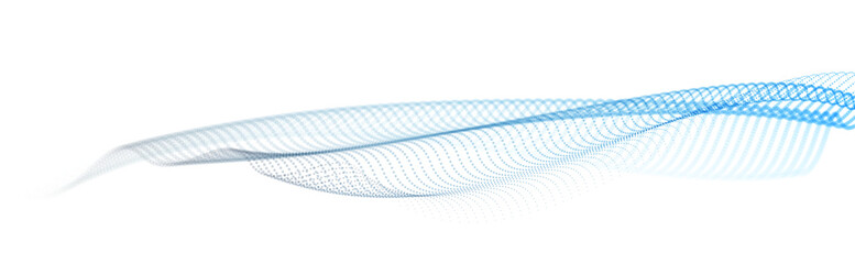 Beautiful vector abstract background of flying particles in motion, wavy lines flow big data technology and science theme, 3D dots array flowing in motion, nanotechnology.