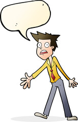 cartoon stressed man with speech bubble