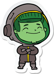sticker of a happy cartoon astronaut