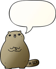cartoon beaver with speech bubble in smooth gradient style