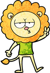 cartoon bored lion waving