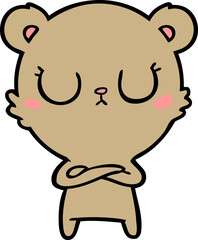 peaceful cartoon bear cub