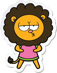 sticker of a cartoon bored lion