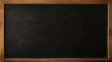  Empty black chalkboard with wooden frame
