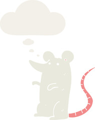 Fototapeta premium cartoon rat with thought bubble in retro style