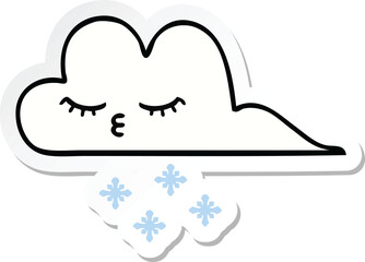 sticker of a cute cartoon snow cloud