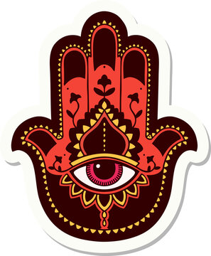 sticker of tattoo in traditional style of a hamza