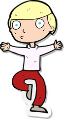 sticker of a cartoon startled man