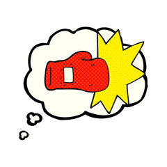 freehand drawn thought bubble cartoon boxing glove