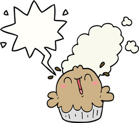 cute cartoon pie with speech bubble