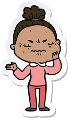 sticker of a cartoon annoyed old lady