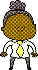 cartoon happy old woman