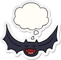cartoon bat with thought bubble as a printed sticker