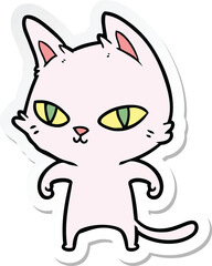 sticker of a cartoon cat with bright eyes