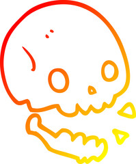 warm gradient line drawing of a cartoon spooky skull