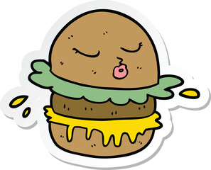 sticker of a cartoon fast food burger