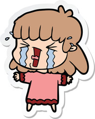 sticker of a cartoon woman in tears