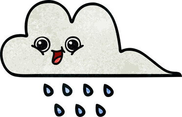 retro grunge texture cartoon of a rain cloud