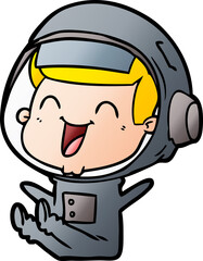 happy cartoon astronaut
