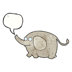 freehand speech bubble textured cartoon elephant