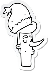 sticker of a cartoon man in christmas hat