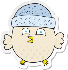 sticker of a cartoon owl wearing hat