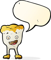 cartoon tooth with speech bubble